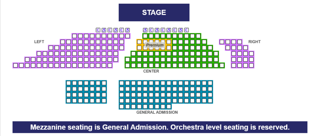 Seating chart by section for Theatricum Botanicum